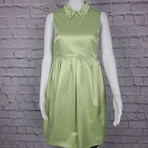 Mangano Green Satin Midi Dress, Women's Small - Picture 2 of 15